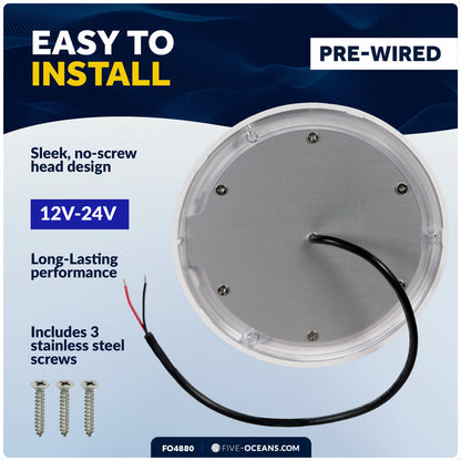 5" Surface-Mount LED Slim Dome / Ceiling Light, Warm White & Blue, 12V - FO4880 - Five Oceans