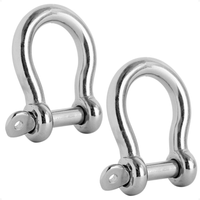 5/16" Captive Screw Pin Bow Anchor Shackle, AISI316 Stainless Steel, 2-Pack