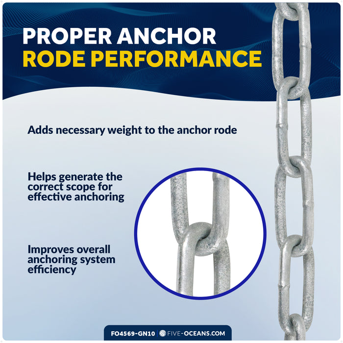 Anchor Chain 5/16" x 10' with Shackles - Galvanized Steel - FO4569-GN10 - Five Oceans