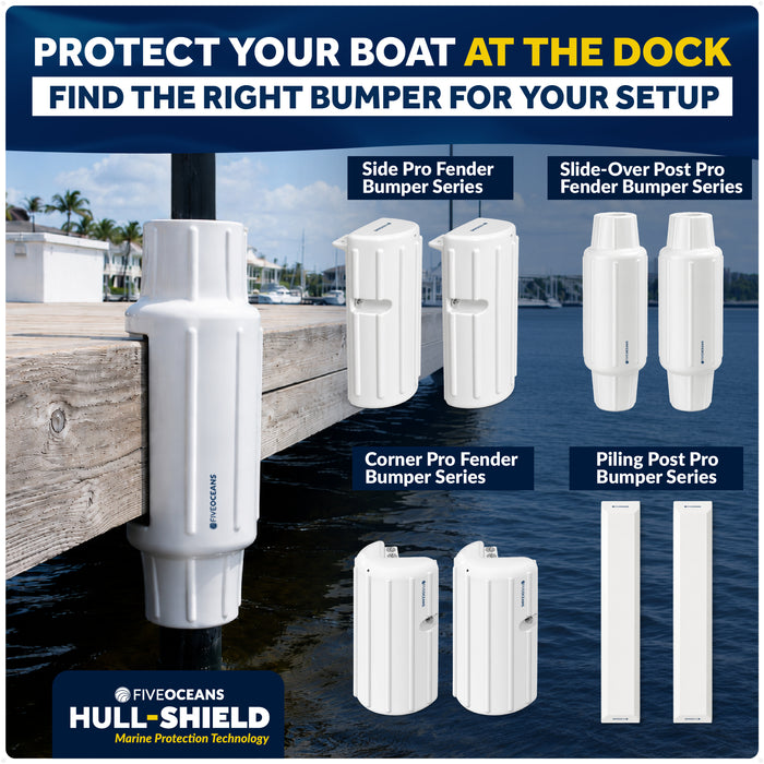 5.7" x 18" Inflatable Dock Post Bumpers, Fits 2" O.D. Pipes, Marine-Grade PVC - White, 2-Pack