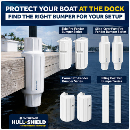 5.7" x 18" Inflatable Dock Post Bumpers, Fits 2" O.D. Pipes, Marine-Grade PVC - White, 2-Pack