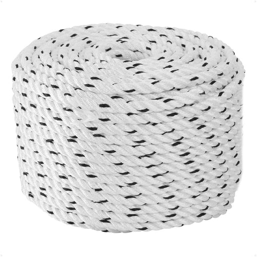 5/8" x 150' Premium 3-Strand Nylon Rope Line, White with Black Tracer - FO4488-M150 - Five Oceans