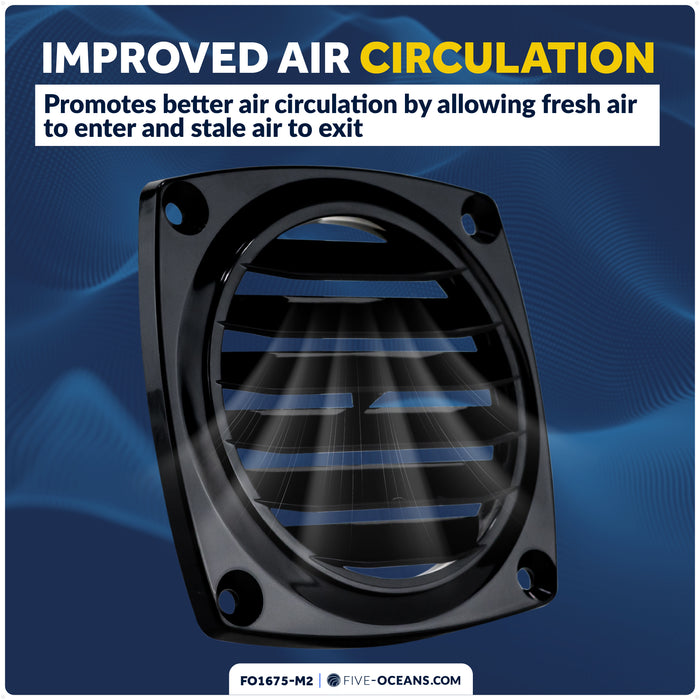 6-Slotted Louvered Flush Hose Ventilators, 3" Hose Diameter, Black, 2-Pack - FO1675-M2 - Five Oceans