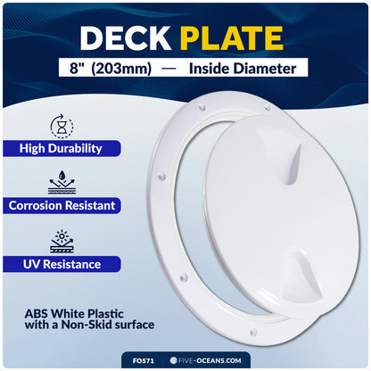 8" Deck Plate, Round, White