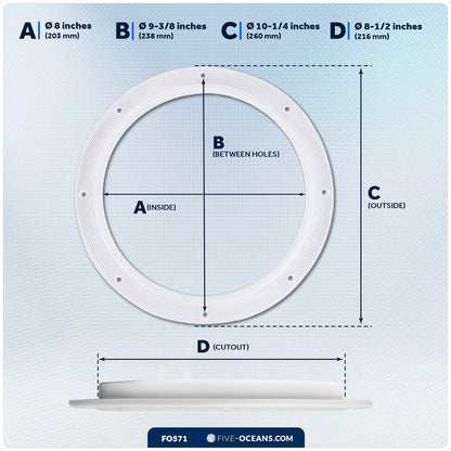 8" Deck Plate, Round, White