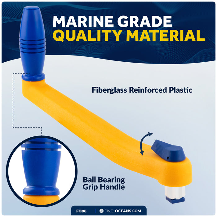 8" Universal Floating Winch Handle, Lock-In Mechanism, Orange & Blue - FO86 - Five Oceans