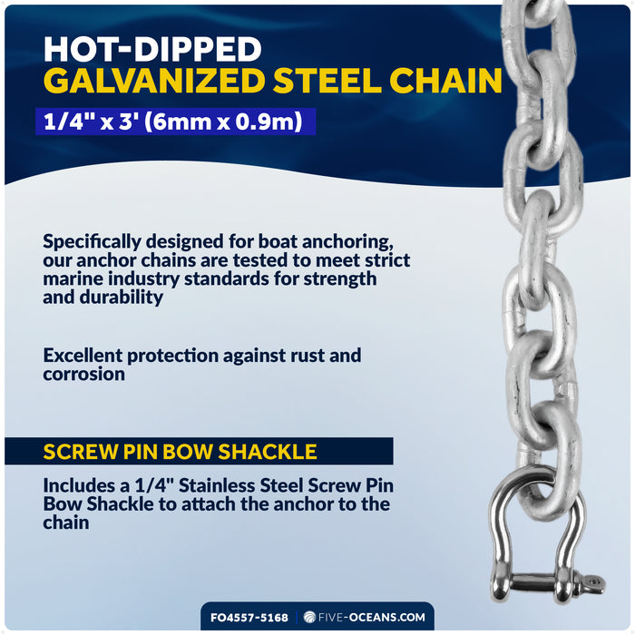 9 lb Slip-Ring Fluke Anchor Kit with Hand-Spliced Rope & Chain