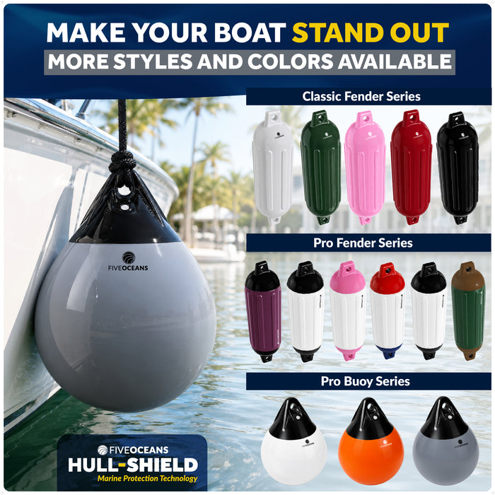 9" x 11" Inflatable Boat Buoy, Marine-Grade PVC - Gray/Black, 2-Pack