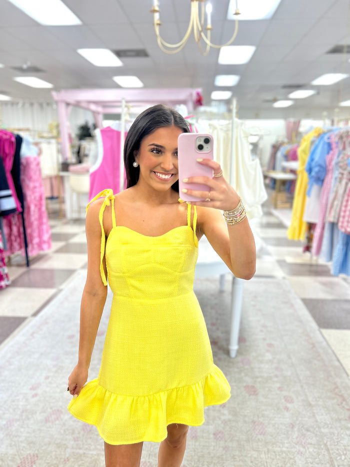 Summer Tweed Mini Dress (Yellow)