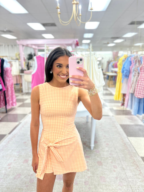 Feeling Peachy Gingham Athletic Dress