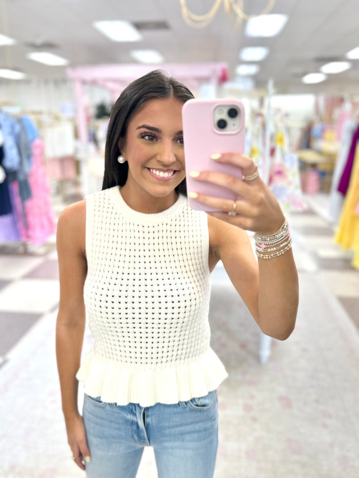 Bailey Sleeveless Knit Top (White)
