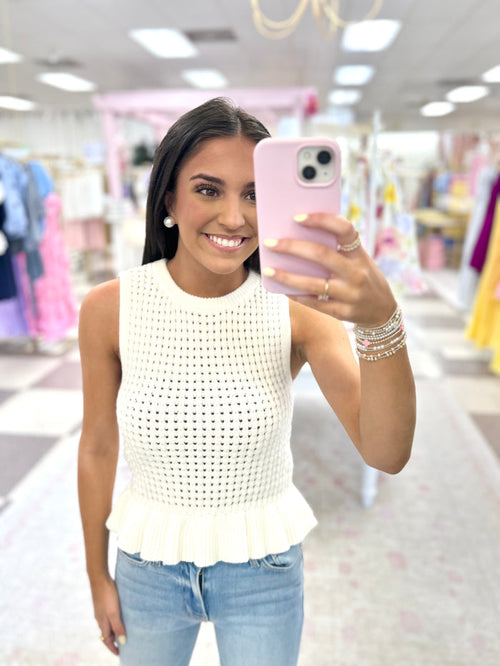 Bailey Sleeveless Knit Top (White)