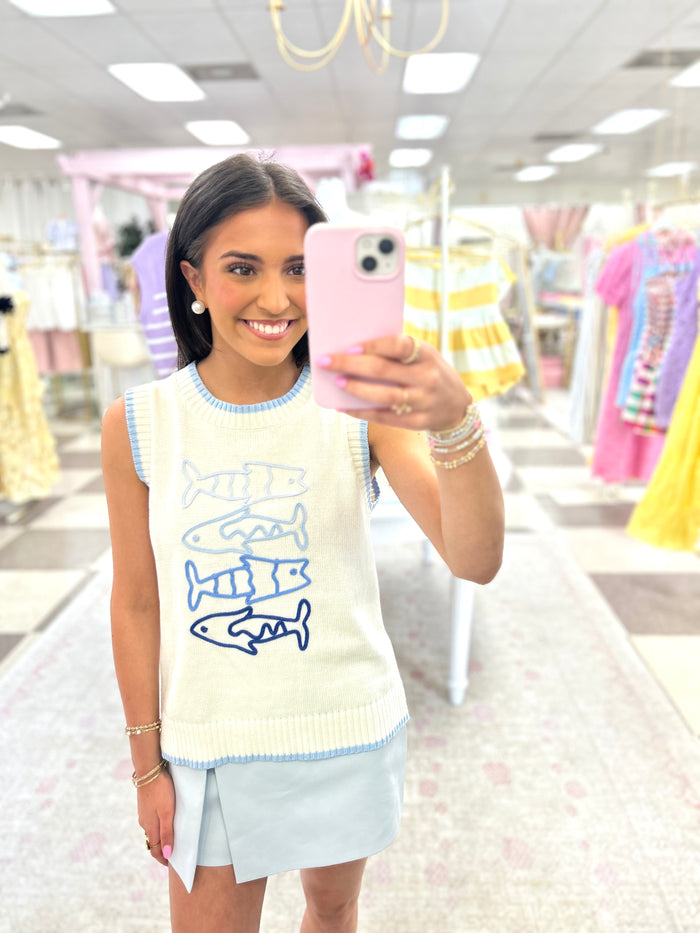 Under The Sea Sleeveless Knit Top