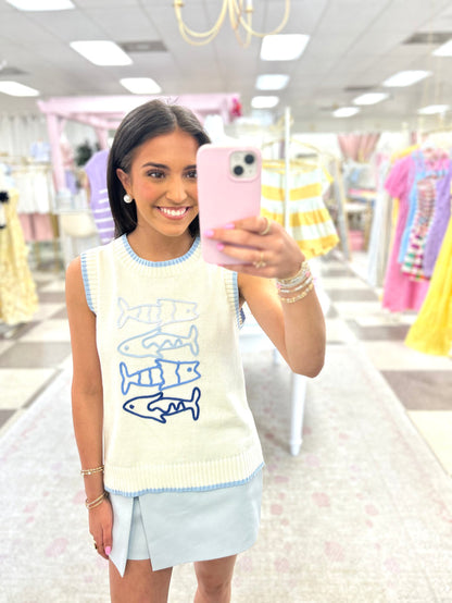 Under The Sea Sleeveless Knit Top