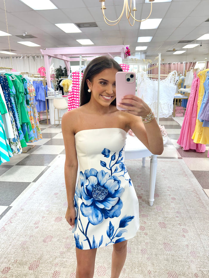 Blue Belle Strapless Mini Dress