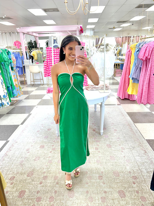 Emerald Isle Piping Midi dress