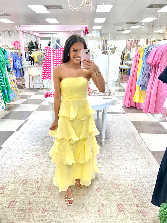 Sunshine Soiree Tiered Midi Dress
