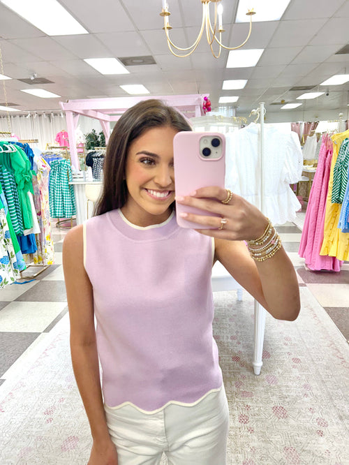 Lavender Scalloped Hem Top