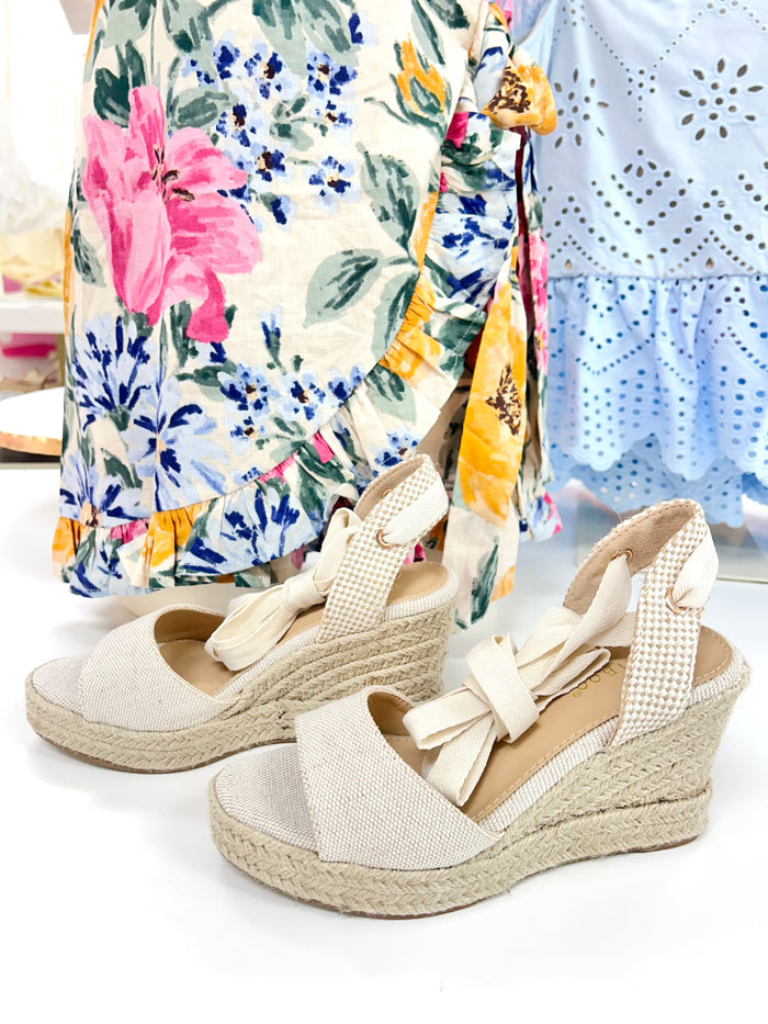 Palm Coast Tie Up Open Toe Wedge Shoe