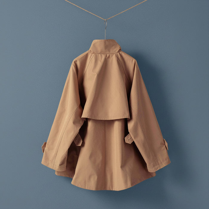 A-Line Swing Trench Jacket W/Plaid Lining