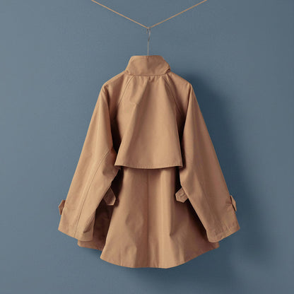 A-Line Swing Trench Jacket W/Plaid Lining