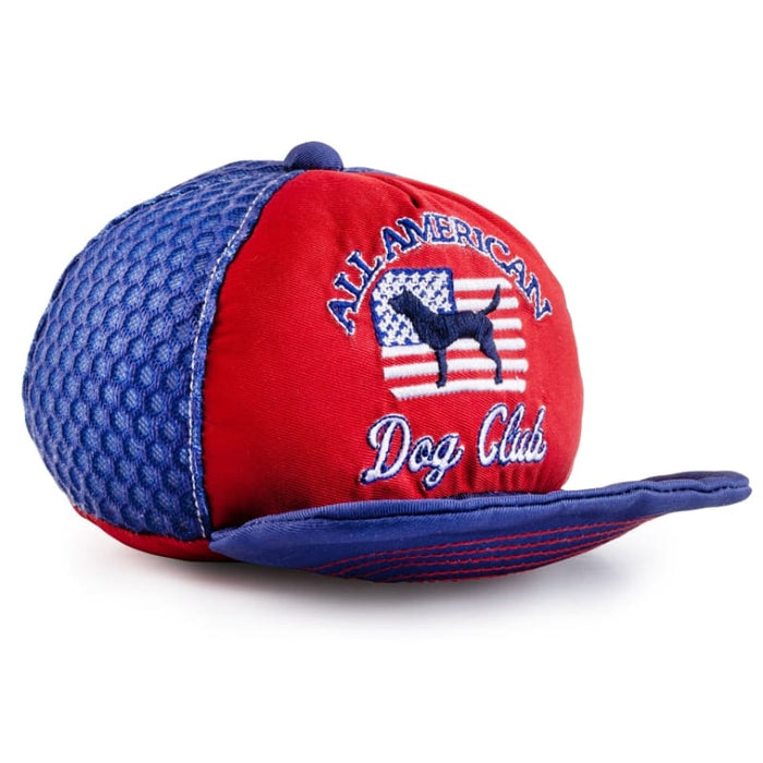 Haute Diggity Dog Dog Toys All American Dog Club Trucker Hat Plush Squeaky Dog Toy