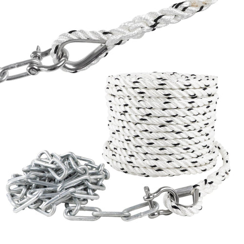 Anchor Rode, 1/2" x 100' Rope with 1/4" x 10' Galvanized Chain - FO4572 - Five Oceans