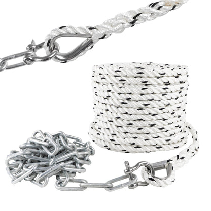 Anchor Rode, 5/16" x 75' Rope with 1/4" x 3' Galvanized Chain - FO4570 - Five Oceans