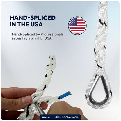 Anchor Rode, 5/16" x 75' Rope with 1/4" x 3' Galvanized Chain - FO4570 - Five Oceans