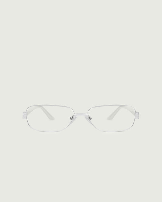 Silver::Andy Eyeglasses rectangle silver metal front