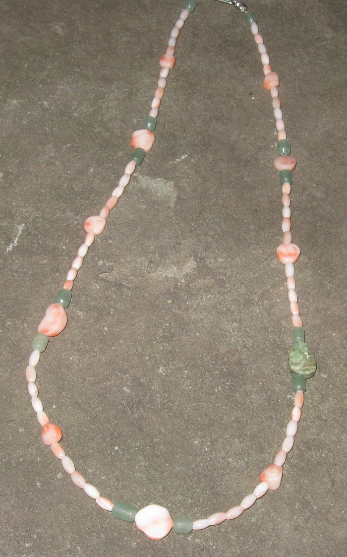 Aventurine, Rhyolite & Coral Necklace | Of Coins & Crystals