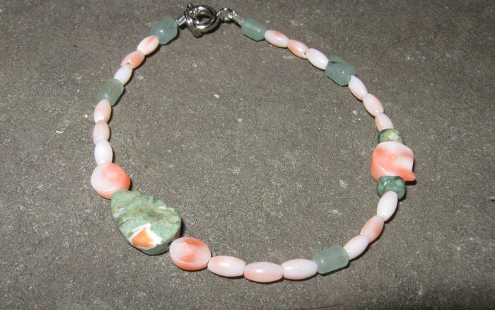 Aventurine, Rhyolite & Coral Necklace | Of Coins & Crystals