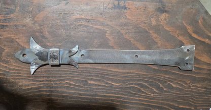 Babylonian Fleur De Lis Iron Garage Door Dummy Hinge Strap - Old West Iron