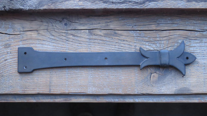 Babylonian Fleur De Lis Iron Garage Door Dummy Hinge Strap - Old West Iron