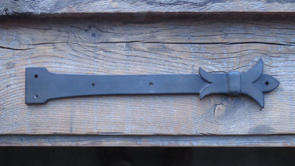 Babylonian Fleur De Lis Iron Garage Door Dummy Hinge Strap - Old West Iron