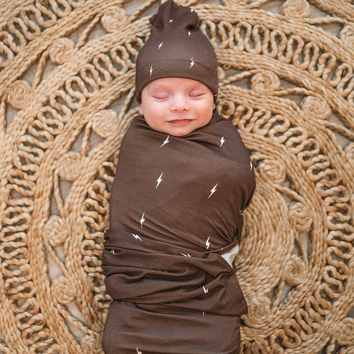 Bamboo Stretch Swaddle - Brown Lightning
