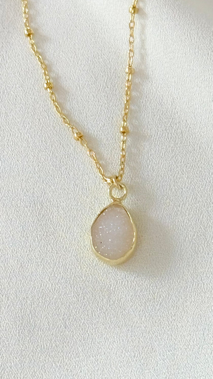 Beaded chain Druzy necklace