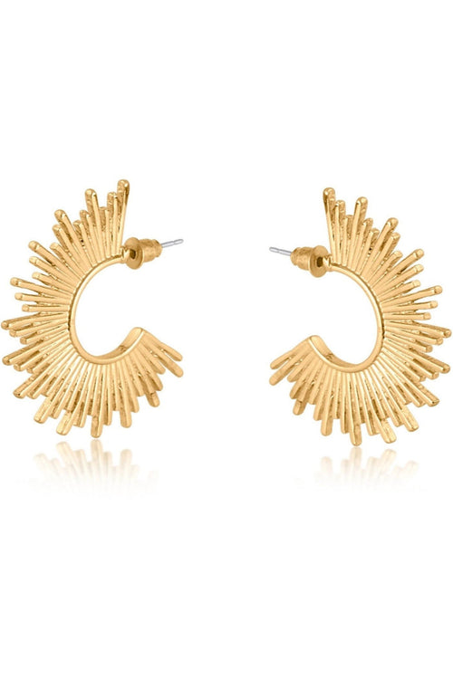 Big Metal 3087 Amanda Half Disc Sunburst Earrings Gold - Dotique - Big Metal London