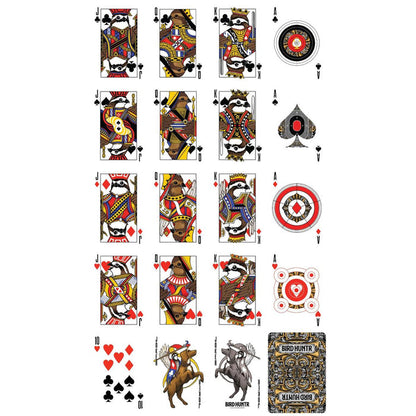 Bird Hunter Bobwhite playing cards featuring custom quail-themed face cards, target-style aces, and ornate back designs.