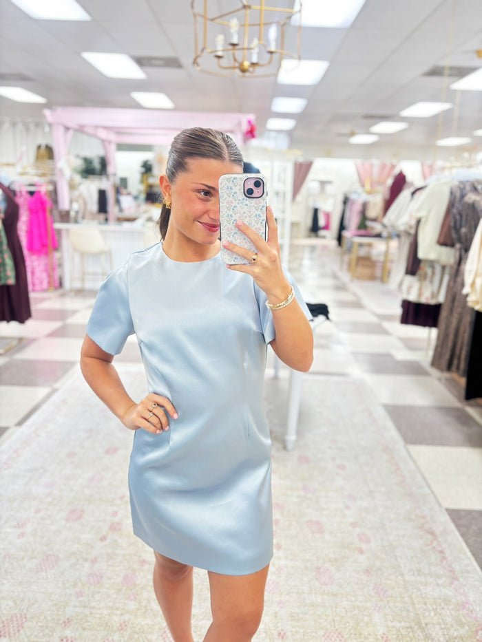 Blue Satin Mini Dress
