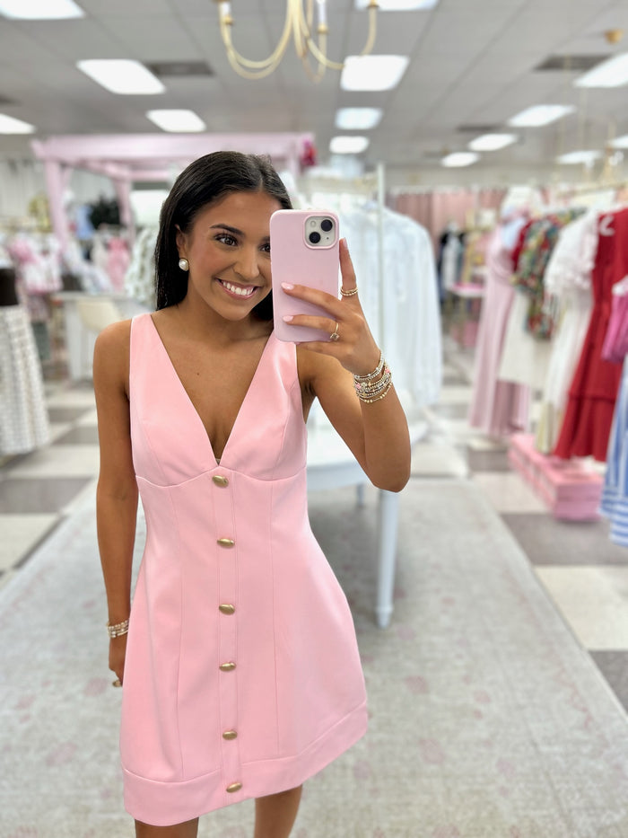Blush Brunch Button Front Mini Dress (Lt Pink)