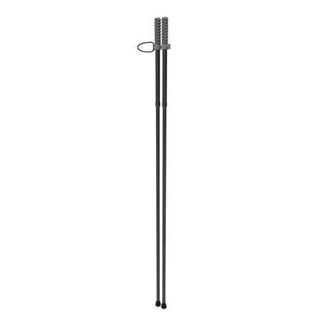 Black aluminum Bog Deadshot compact standing bipod with a rubberized shooting yoke and tethered legs.