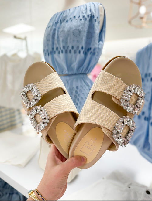 Bone Woven Studded Sandal