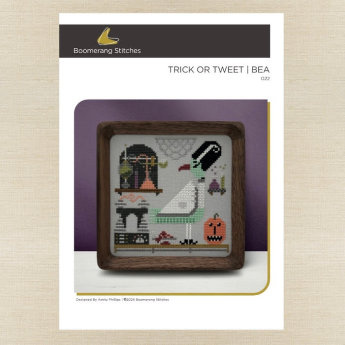 Boomerang Stitches - Trick or Tweet: Bea - Cross Stitch Chart IH and/or Roxy Floss Co Threads