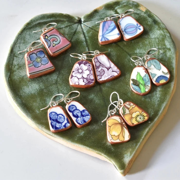 Broken Plate Dangle Earrings