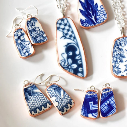 Broken Plate Dangle Earrings