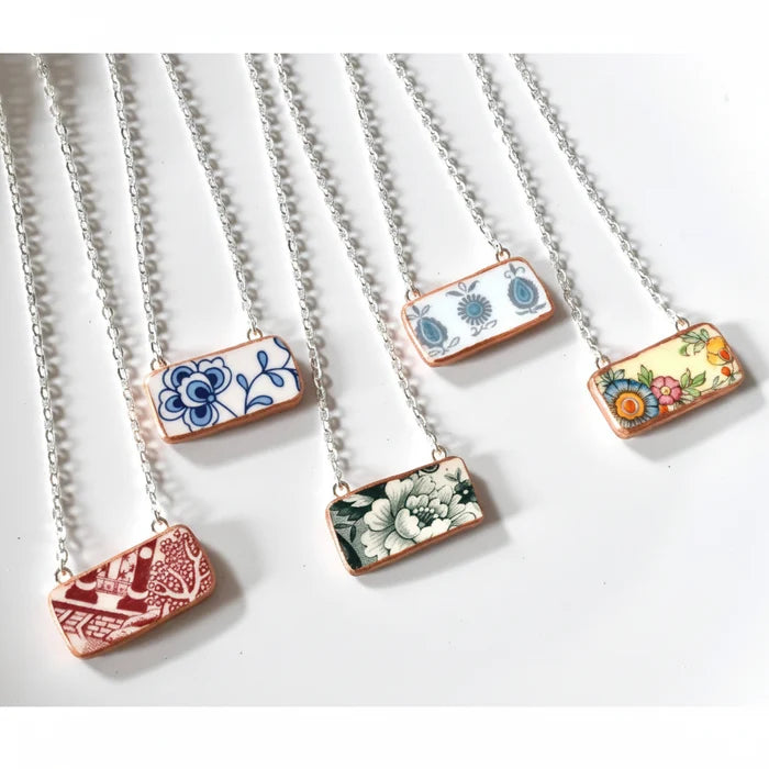 Broken Plate Rectangle Necklace