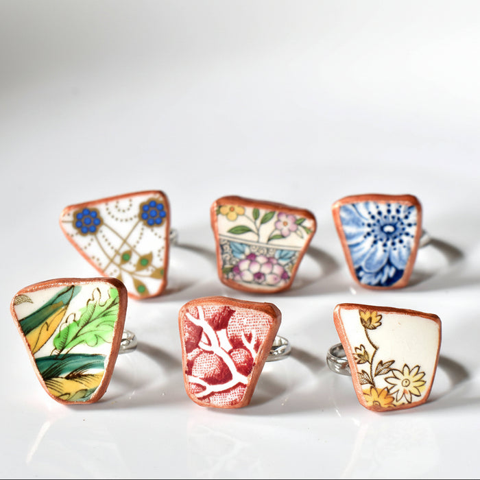 Broken Plate Shard Adjustable Ring