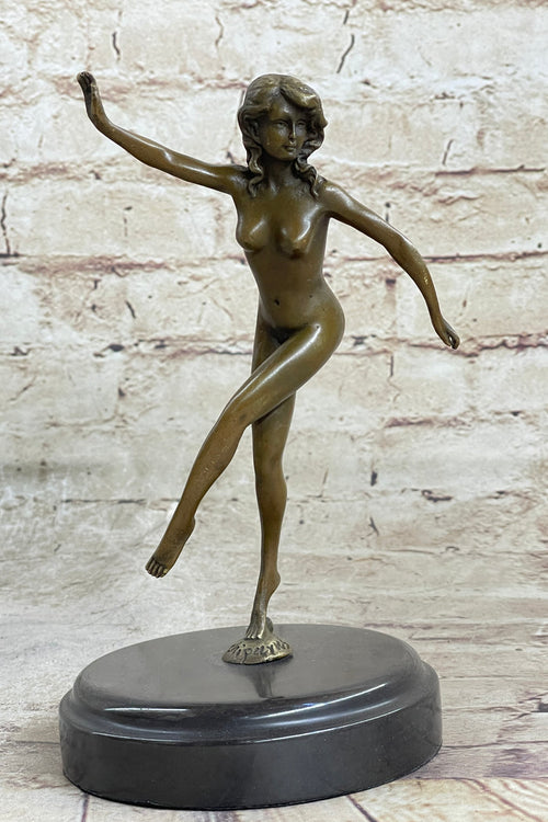 Bronze Sculpture Nude Female Erotic Art Hot Cast Marble Base Figurine Figure