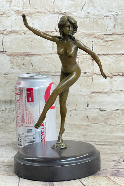 Bronze Sculpture Nude Female Erotic Art Hot Cast Marble Base Figurine Figure